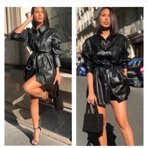 Zara belted leather overshirt